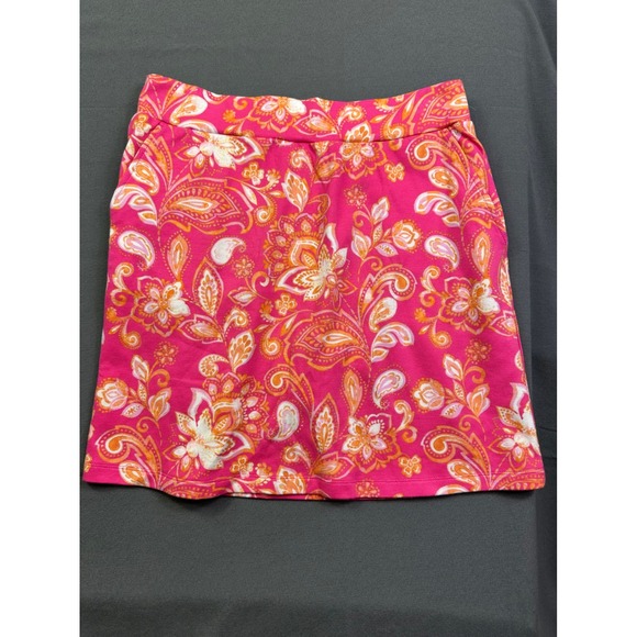 Belle Kim Gravel Pink Floral Paisley Skort Womens Medium Elastic Waist Skirt - Picture 9 of 10